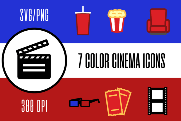Cinema Movie Theater Color Icons for Authentic Branding