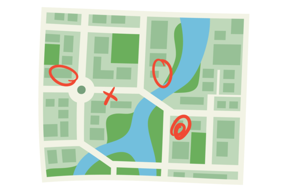 City Map with Red Location Marks Color I: A Designer's Guide