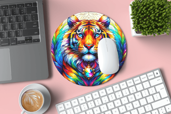 Color Tiger Round Mouse Pad PNG: Bold Graphics for Modern Projects