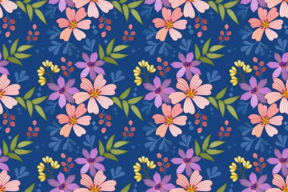 Flowers Design on Blue Color Pattern: A Versatile Design Asset