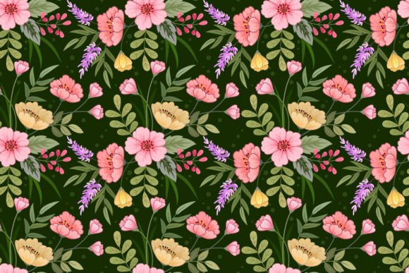 Flowers on Dark Green Color Background: A Botanical Design Powerhouse