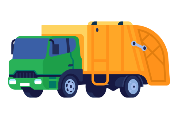 Garbage Truck Icon: Bold Color Junk Disposal for Impact