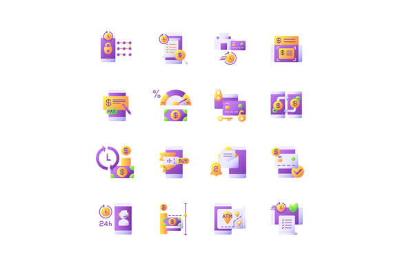 Mobile Banking Service Color Icons: A Visual Toolkit