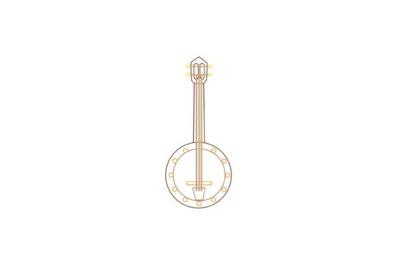 Music Instrument Banjo Color Line Icon: Your Vibrant Design Asset