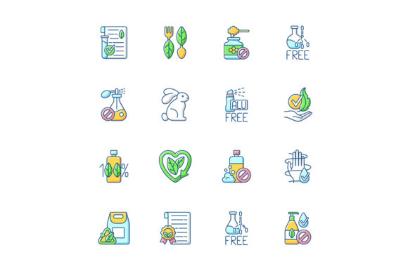 Natural Cosmetic RGB Color Icons Set: Visuals for a Clean Brand