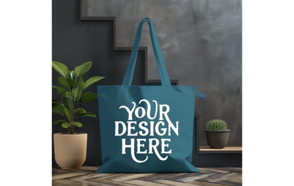 Tote Bag,Blue Spruce Color Mockup 10: A Fresh Canvas for Your Designs