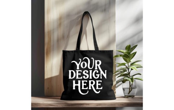 Tote Bag, color Black Mockup 3: Elevate Your Design Portfolio Instantly