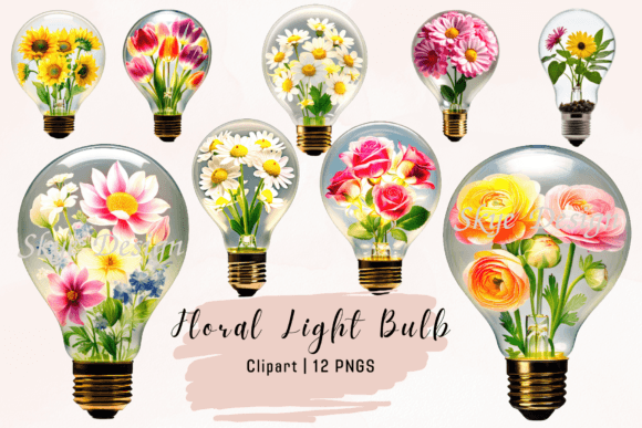 Watercolour Floral Light Bulb Clipart: A Creative Asset