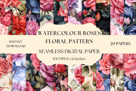 Watercolour Roses Floral Pattern: A Versatile Digital Design Asset